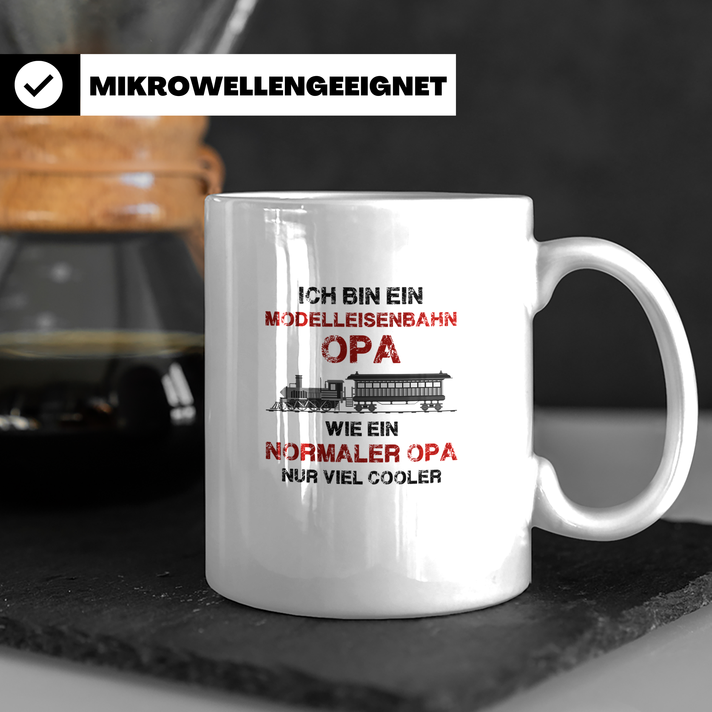 Modelleisenbahn Opa Tasse cooler Spruch Geschenk für Großvat – Weiß [farbe:weiß]