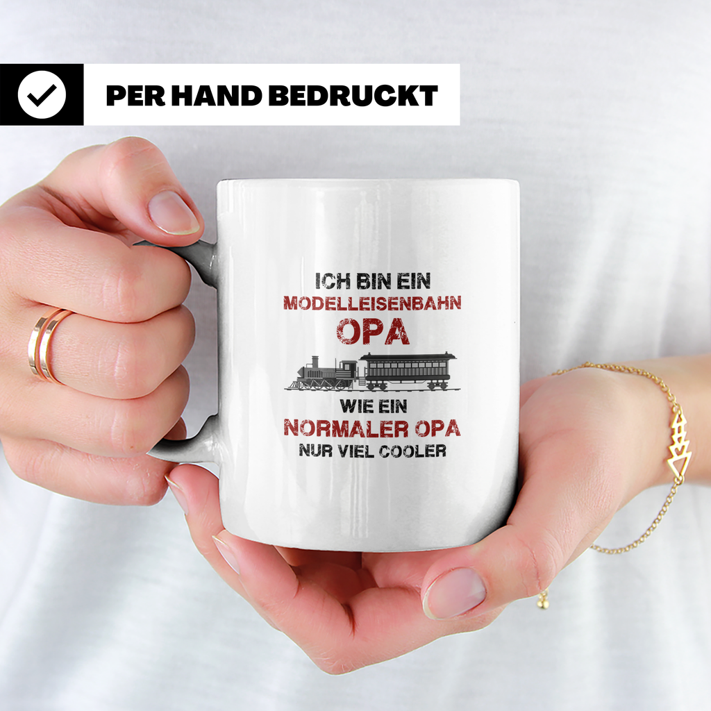 Modelleisenbahn Opa Tasse cooler Spruch Geschenk für Großvat – Weiß [farbe:weiß]