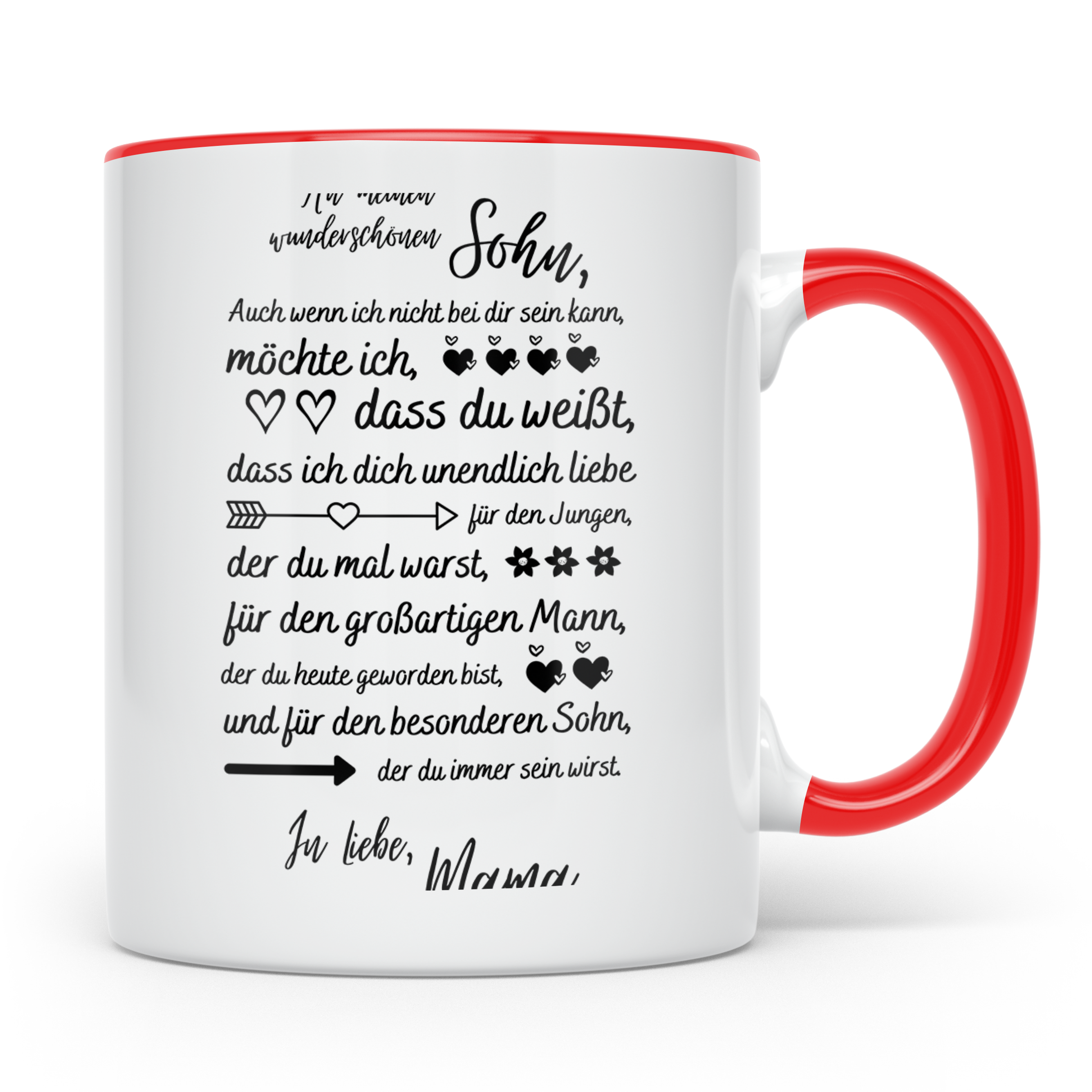 Sohn Tasse von Mama Geschenkidee | Mutter Sohn Liebeserkläru – Rot [farbe:rot]