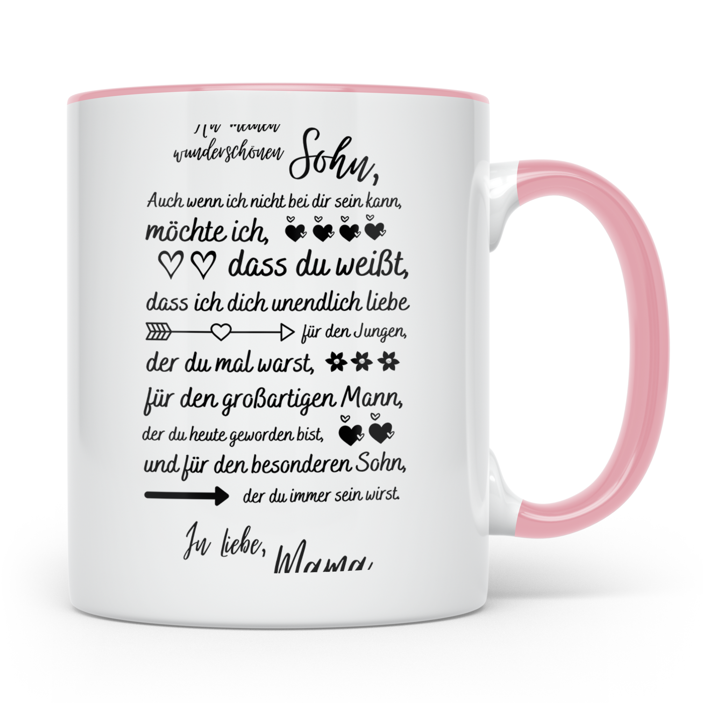 Sohn Tasse von Mama Geschenkidee | Mutter Sohn Liebeserkläru – Rosa [farbe:rosa]