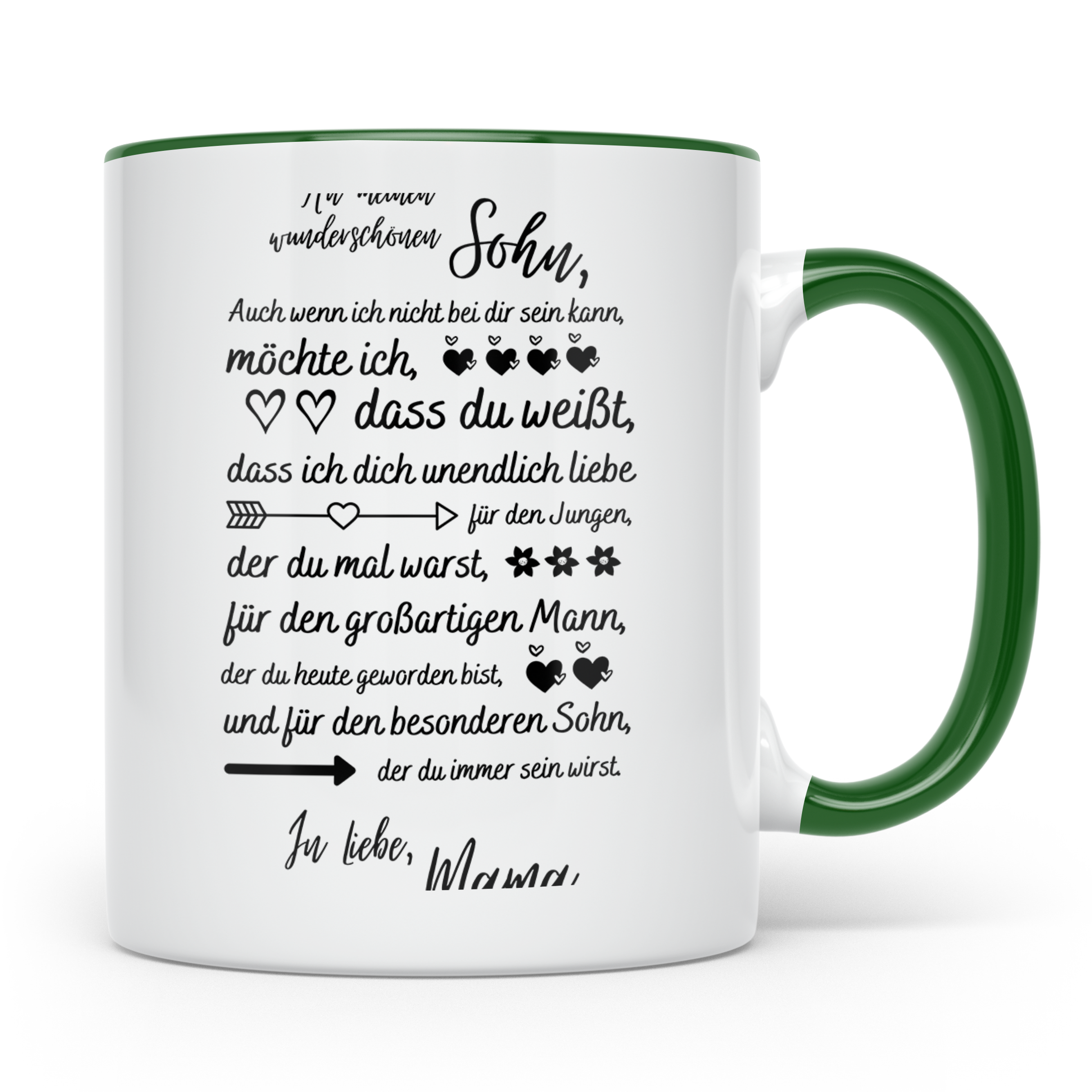 Sohn Tasse von Mama Geschenkidee | Mutter Sohn Liebeserkläru – Grün [farbe:grün]