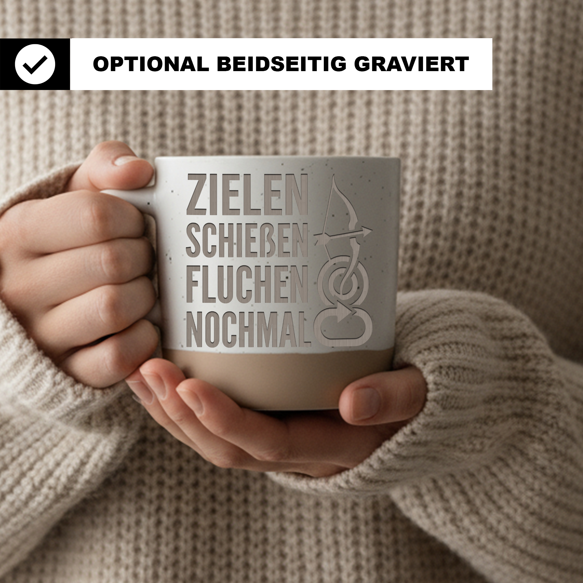 Bogenschießen Tasse mit Spruch Lustig Geschenk Bogenschütze Kaffeetass – Bild 2