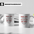 Bonus Papa Tasse mit lustigem Spruch, Geschenk für Stiefvate – Weiß [farbe:weiß]