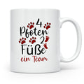 Hundebesitzer Tasse 4 Pfoten 2 Füße ein Team | Geschenk Frau – Weiß [farbe:weiß]