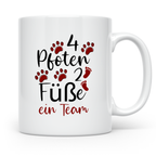 Hundebesitzer Tasse 4 Pfoten 2 Füße ein Team | Geschenk Frau – Weiß [farbe:weiß]