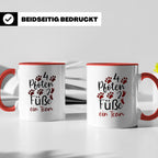 Hundebesitzer Tasse 4 Pfoten 2 Füße ein Team | Geschenk Frau – Rot [farbe:rot]