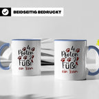 Hundebesitzer Tasse 4 Pfoten 2 Füße ein Team | Geschenk Frau – Blau [farbe:blau]
