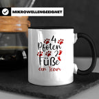 Hundebesitzer Tasse 4 Pfoten 2 Füße ein Team | Geschenk Frau – Schwarz [farbe:schwarz]