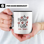 Hundebesitzer Tasse 4 Pfoten 2 Füße ein Team | Geschenk Frau – Schwarz [farbe:schwarz]