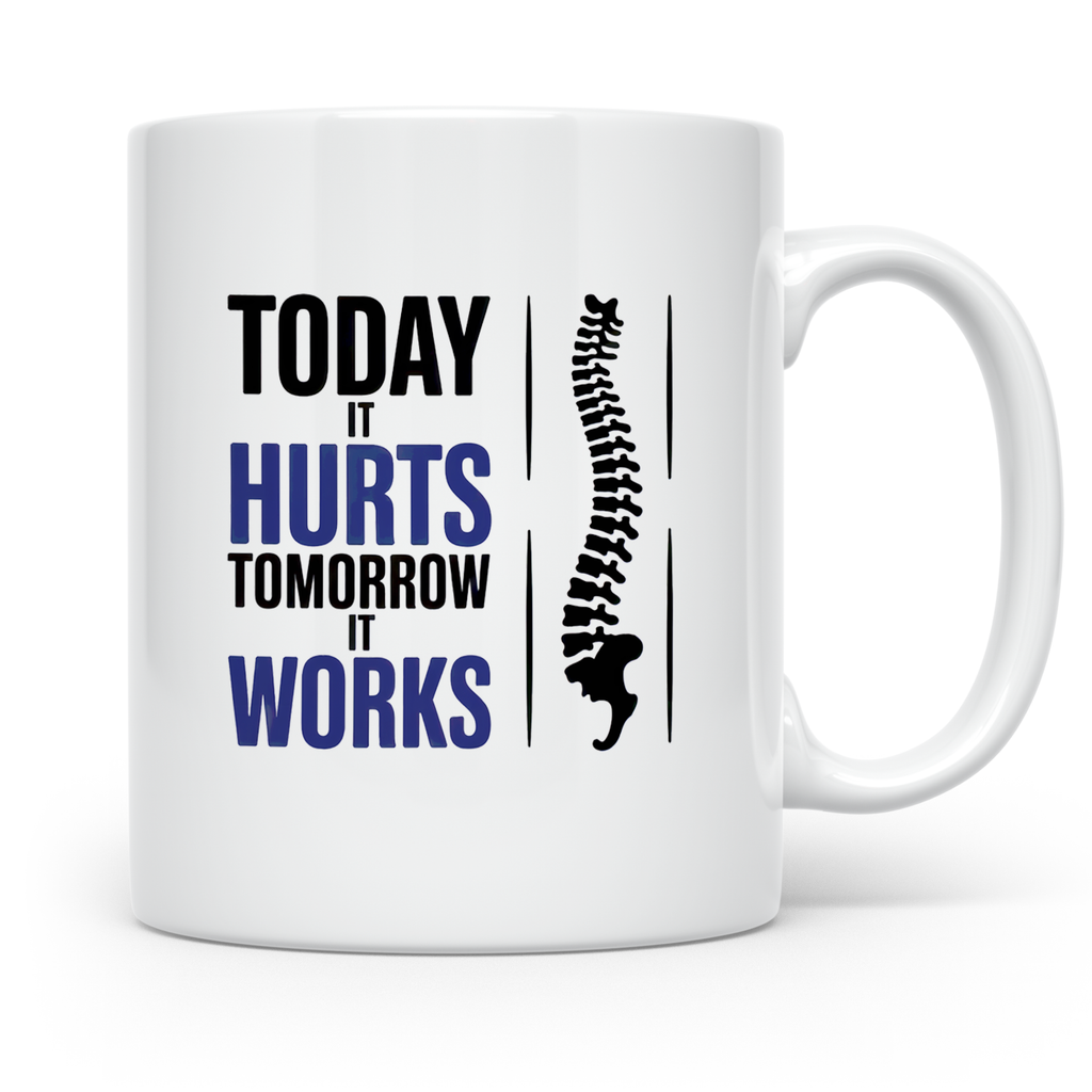 Chiropraktiker Tasse - Heute Schmerz, Morgen Stark - Wirbelsäule Geschenkidee für Osteopathen, Physiotherapeuten - Kaffeetasse
