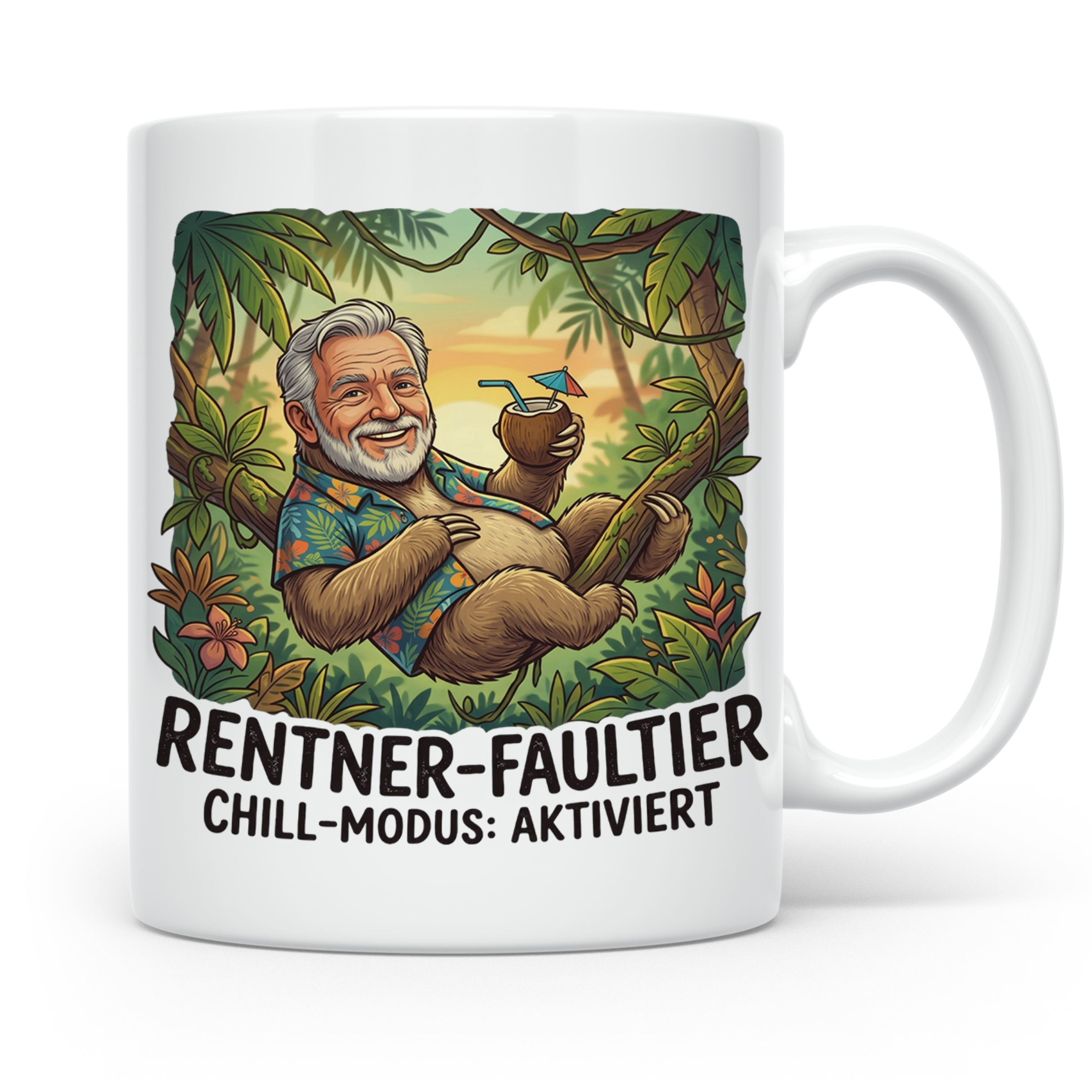 Personalisierte Rentner Tasse mit Foto Rentner Faultier Chill Modus Ruhestand Geschenk