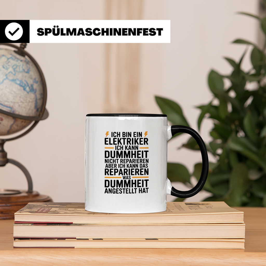 Elektriker Tasse - Ich kann Dummheit reparieren! Geschenk für Elektriker, Stromer, Handwerker, Elektroinstallateur, Job, Arbeit, Kollegen