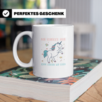 Einhorn Tasse mit Spruch Nur Verrückte Hier Komm Einhorn wir – Weiß [farbe:weiß]