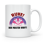Dart Tasse mit Spruch Ruhe der Meister wirft! Kaffeetasse fü – Weiß [farbe:weiß]