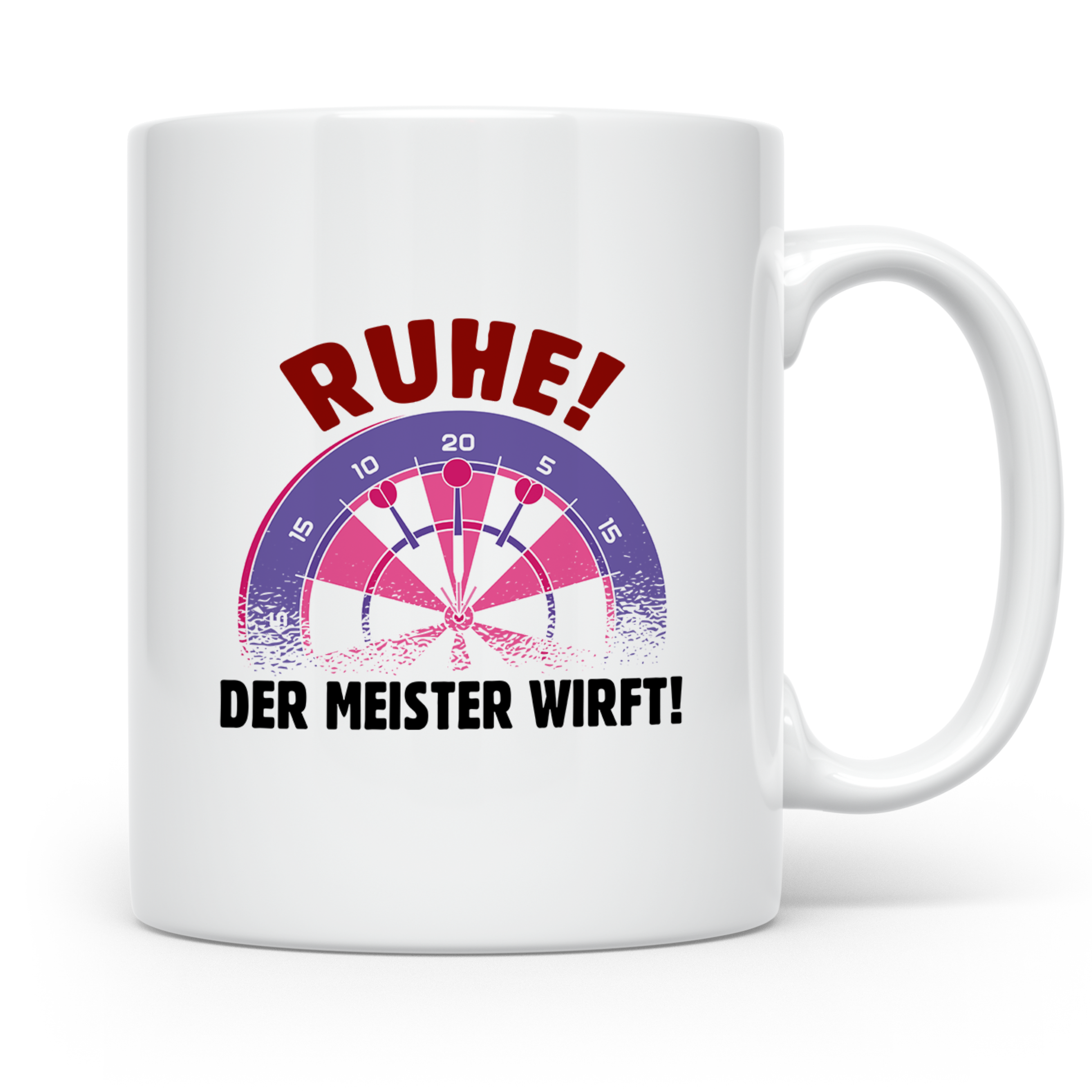Dart Tasse mit Spruch Ruhe der Meister wirft! Kaffeetasse fü – Weiß [farbe:weiß]