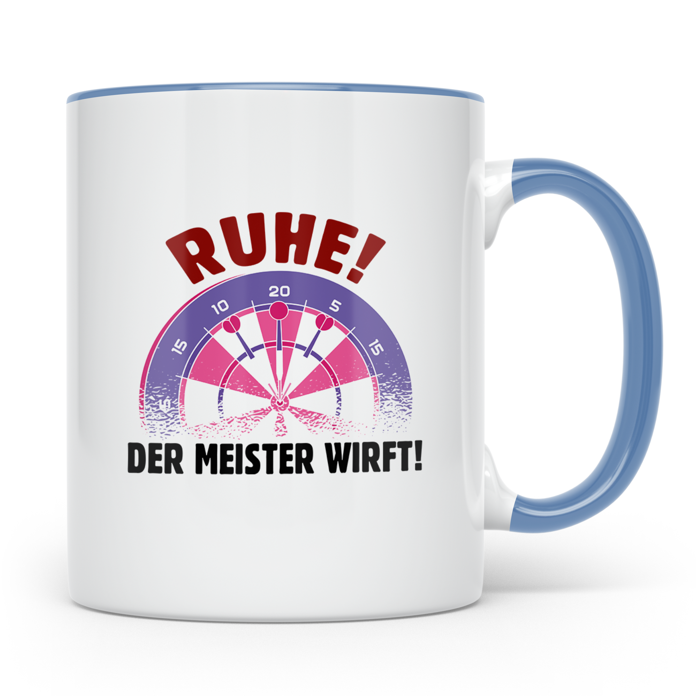 Dart Tasse mit Spruch Ruhe der Meister wirft! Kaffeetasse fü – Blau [farbe:blau]