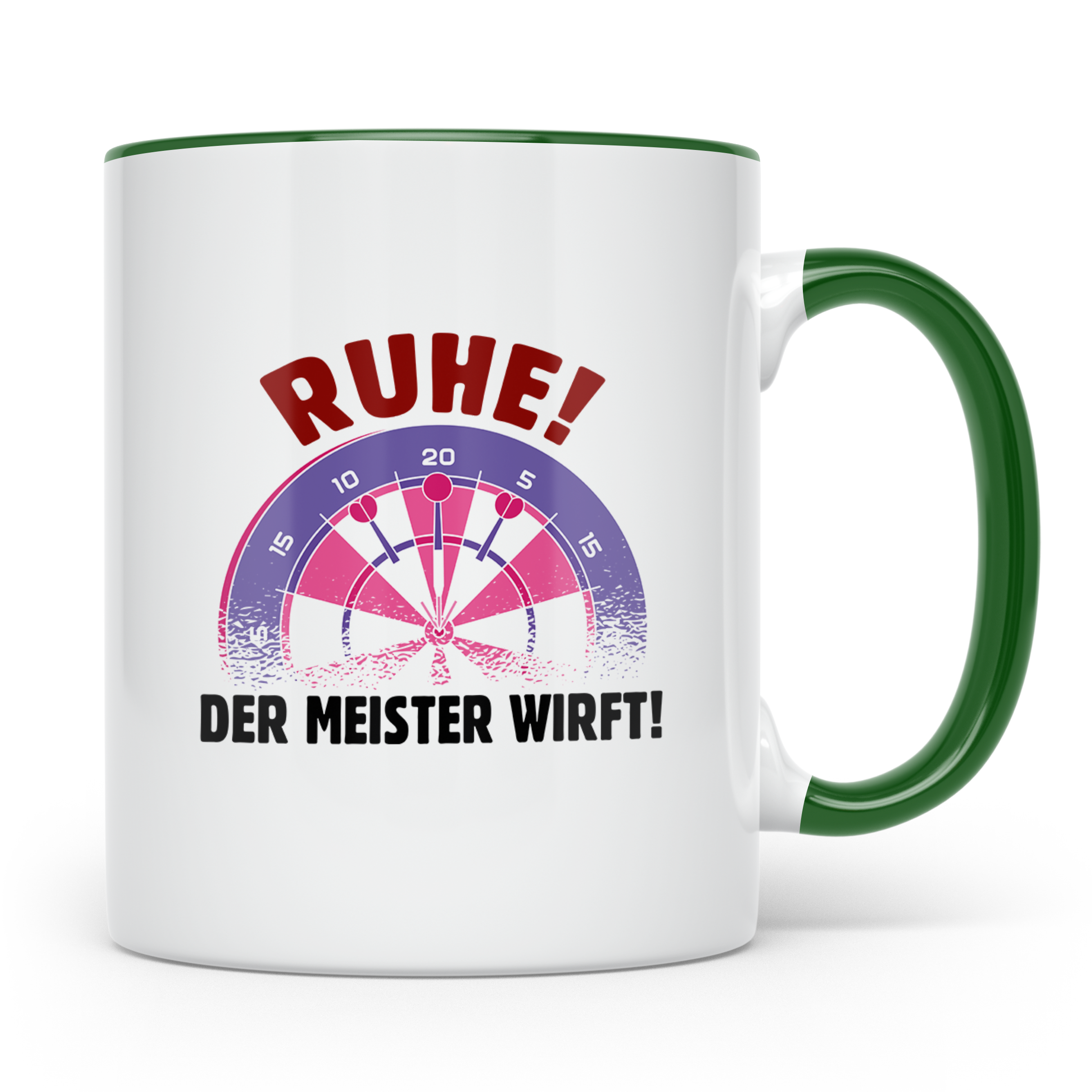 Dart Tasse mit Spruch Ruhe der Meister wirft! Kaffeetasse fü – Grün [farbe:grün]