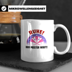 Dart Tasse mit Spruch Ruhe der Meister wirft! Kaffeetasse fü – Weiß [farbe:weiß]