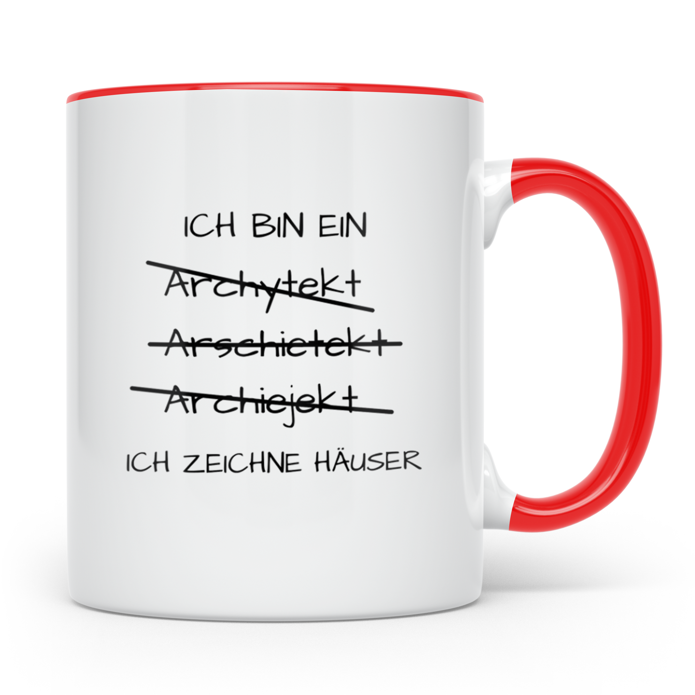 Architekt Tasse lustig 'Ich zeichne Häuser' Geschenkidee für – Rot [farbe:rot]