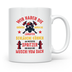 Feuerwehr Tasse mit versautem Spruch Größten Hupen Längsten  – Weiß [farbe:weiß]