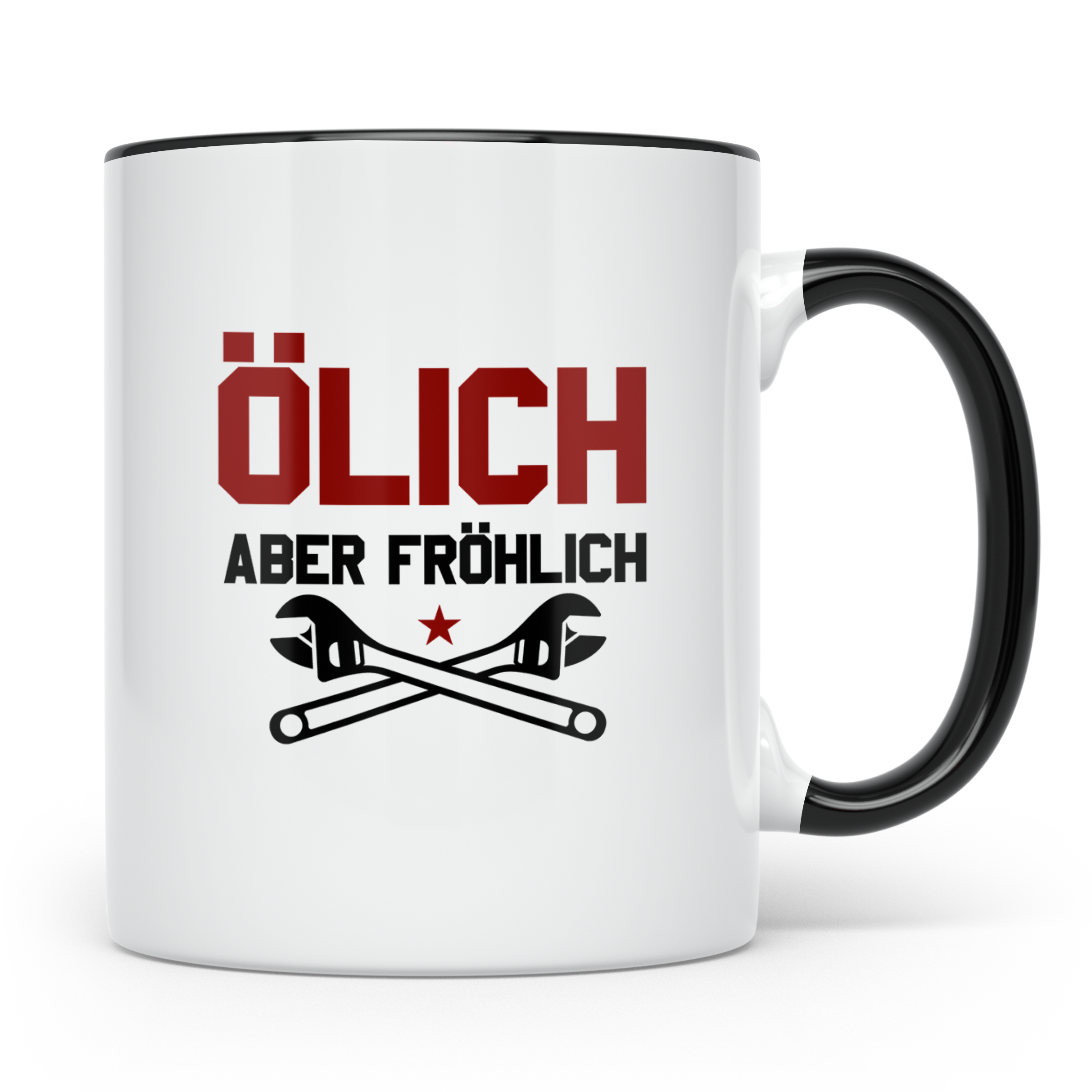 Mechaniker Tasse mit Spruch Ölich aber Fröhlich, Geschenk fü – Schwarz [farbe:schwarz]
