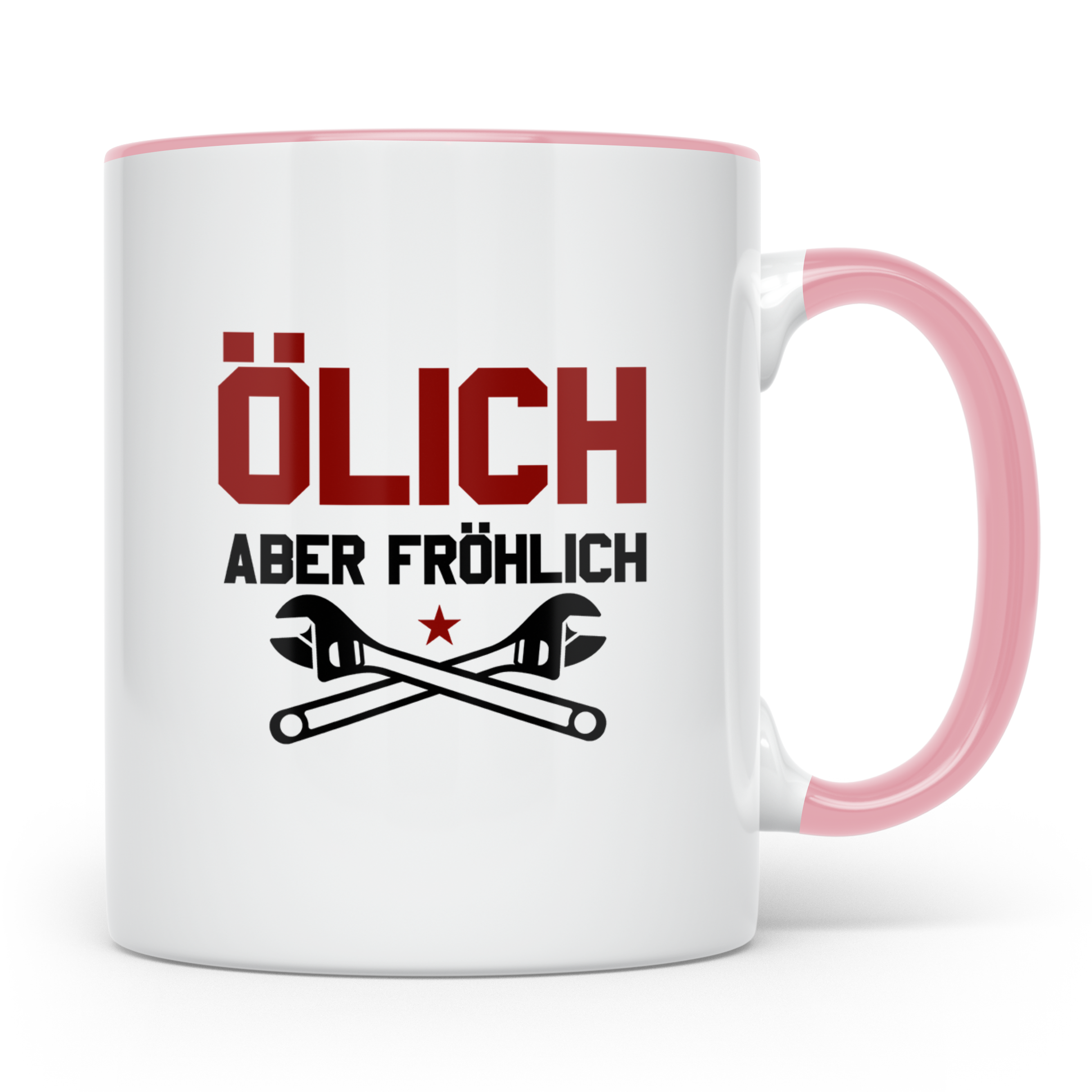 Mechaniker Tasse mit Spruch Ölich aber Fröhlich, Geschenk fü – Rosa [farbe:rosa]