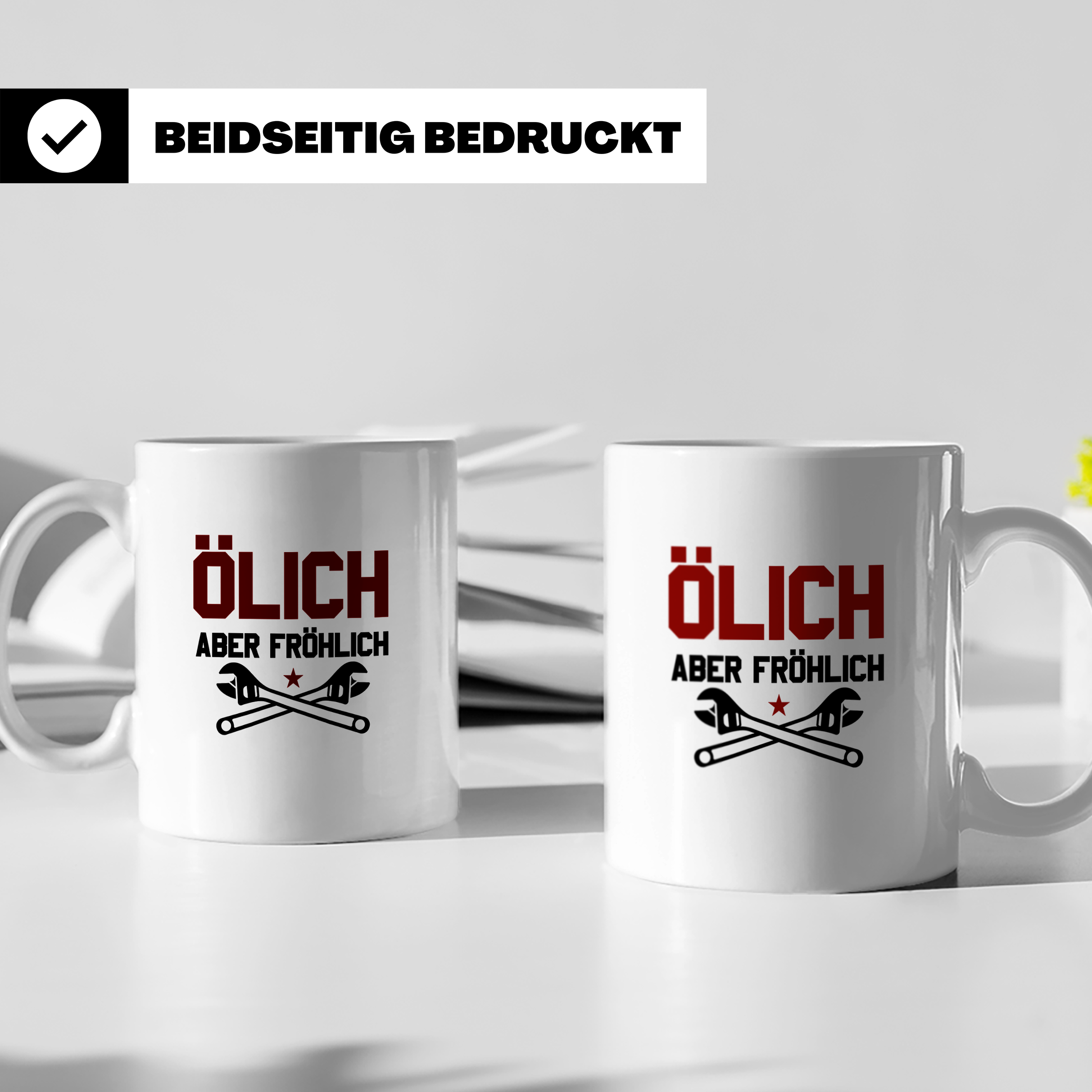 Mechaniker Tasse mit Spruch Ölich aber Fröhlich, Geschenk fü – Weiß [farbe:weiß]