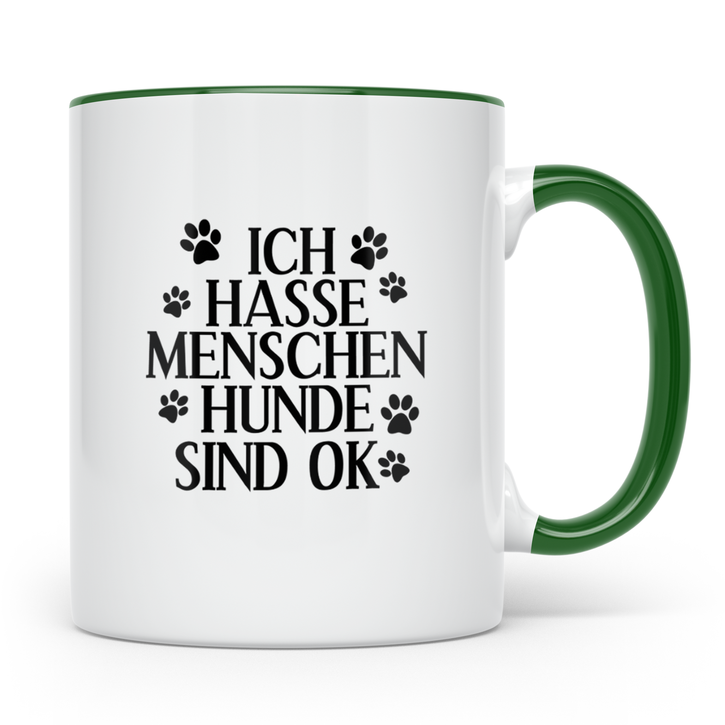 Hunde Tasse mit Spruch Ich hasse Menschen Hunde sind OK. Lus – Grün [farbe:grün]