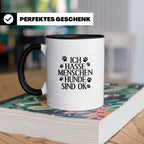 Hunde Tasse mit Spruch Ich hasse Menschen Hunde sind OK. Lus – Schwarz [farbe:schwarz]