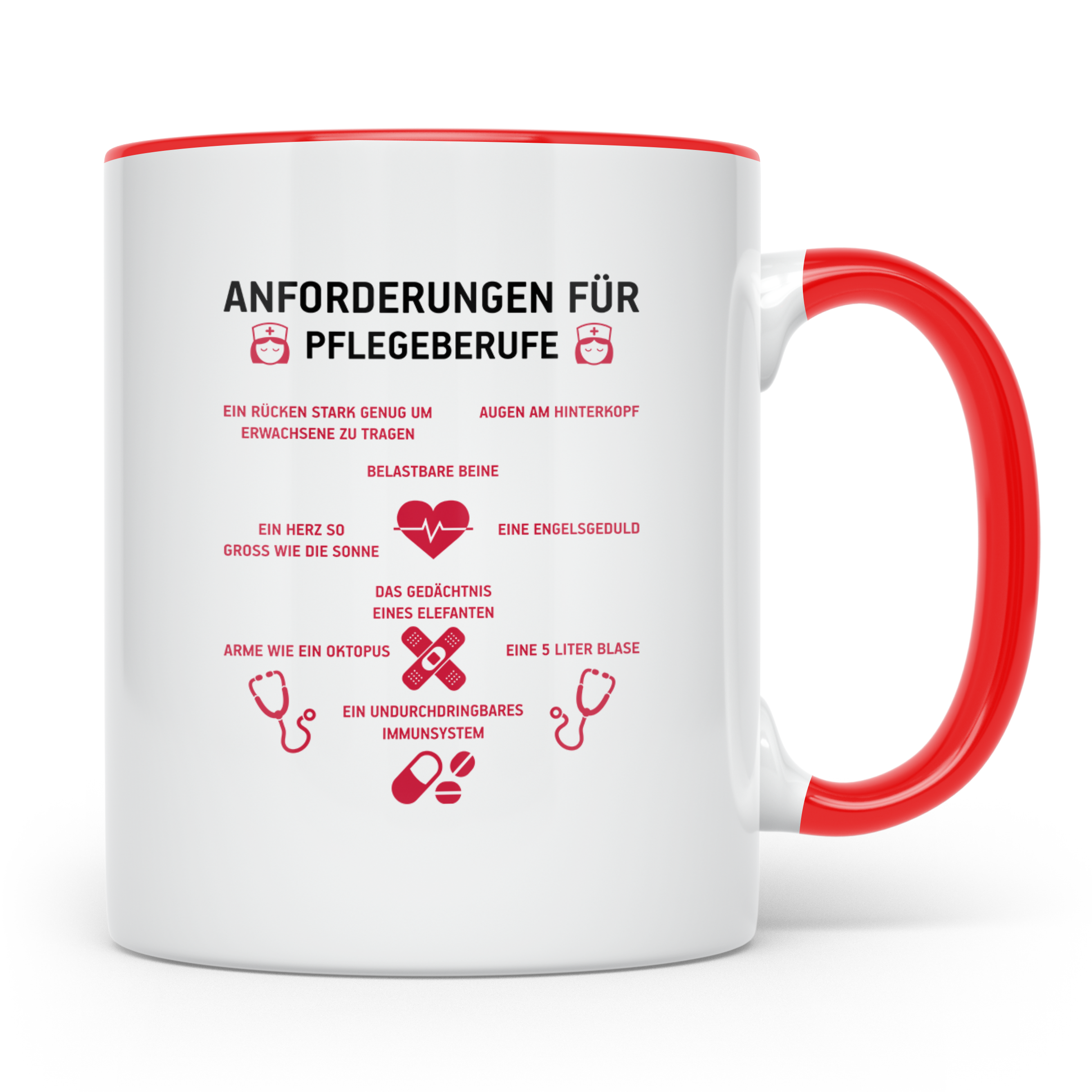 Pflegekraft Tasse Anforderungen Pflegeberufe, Geschenk Krank – Rot [farbe:rot]