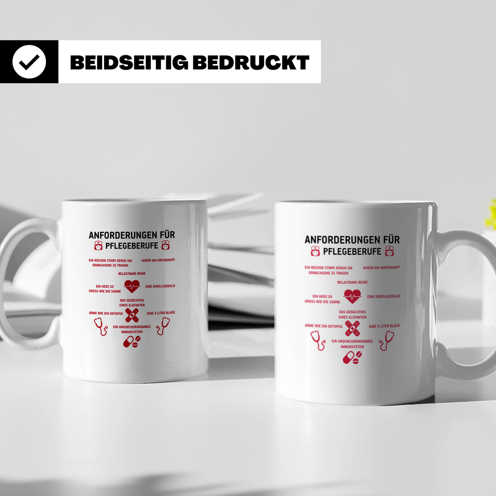 Pflegekraft Tasse Anforderungen Pflegeberufe, Geschenk Krank – Weiß [farbe:weiß]