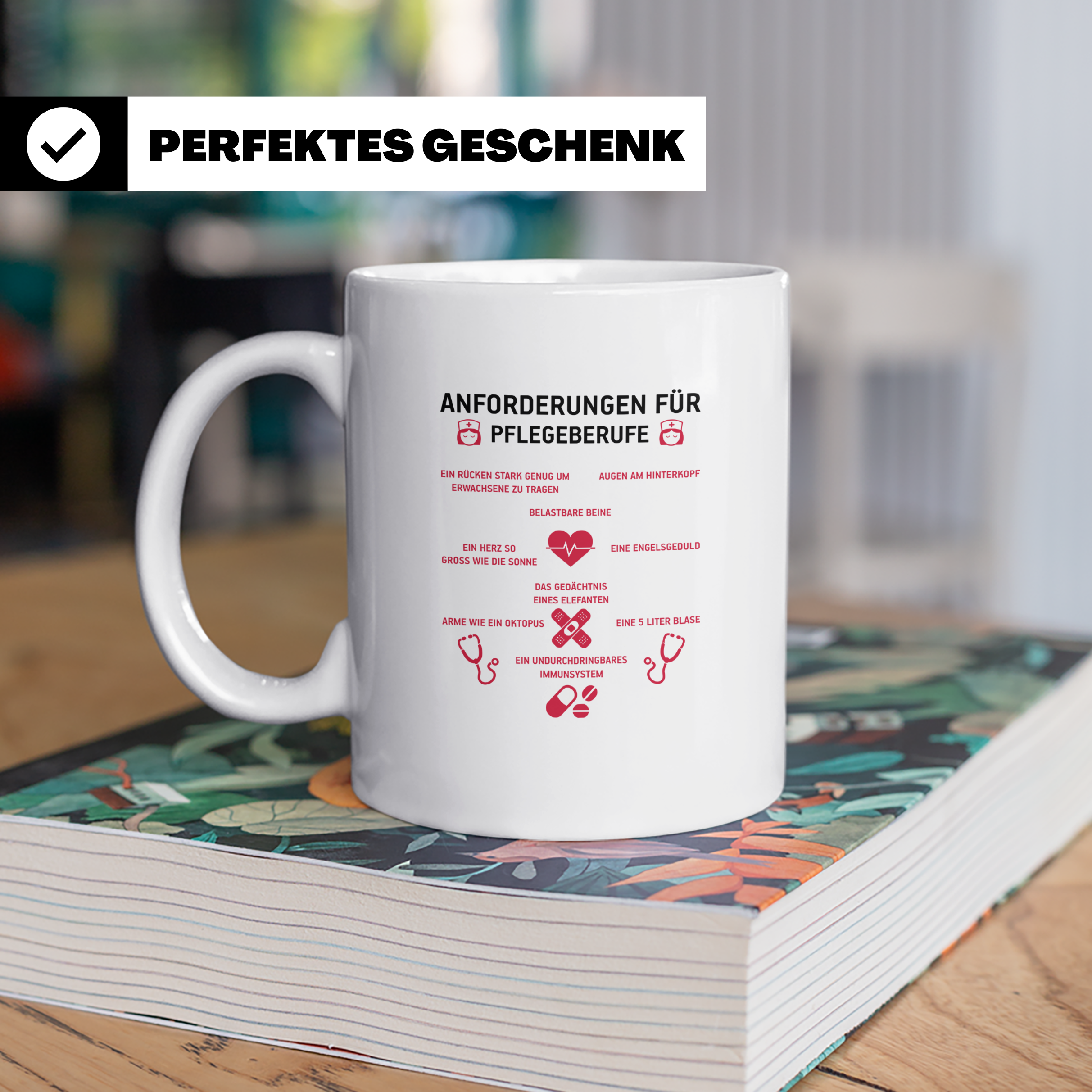 Pflegekraft Tasse Anforderungen Pflegeberufe, Geschenk Krank – Weiß [farbe:weiß]