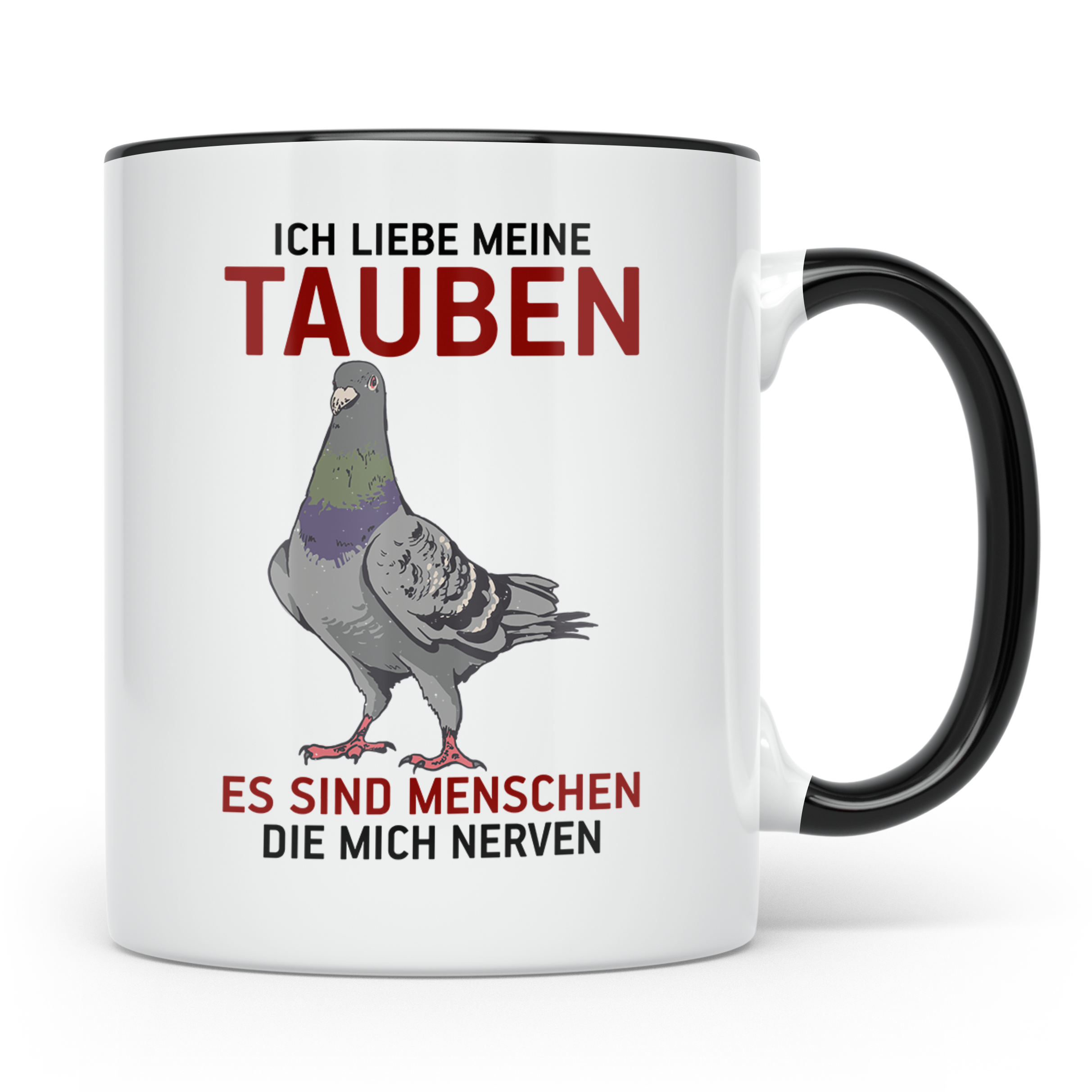 Taubenzüchter Tasse mit Spruch Ich liebe meine Tauben, lusti – Schwarz [farbe:schwarz]