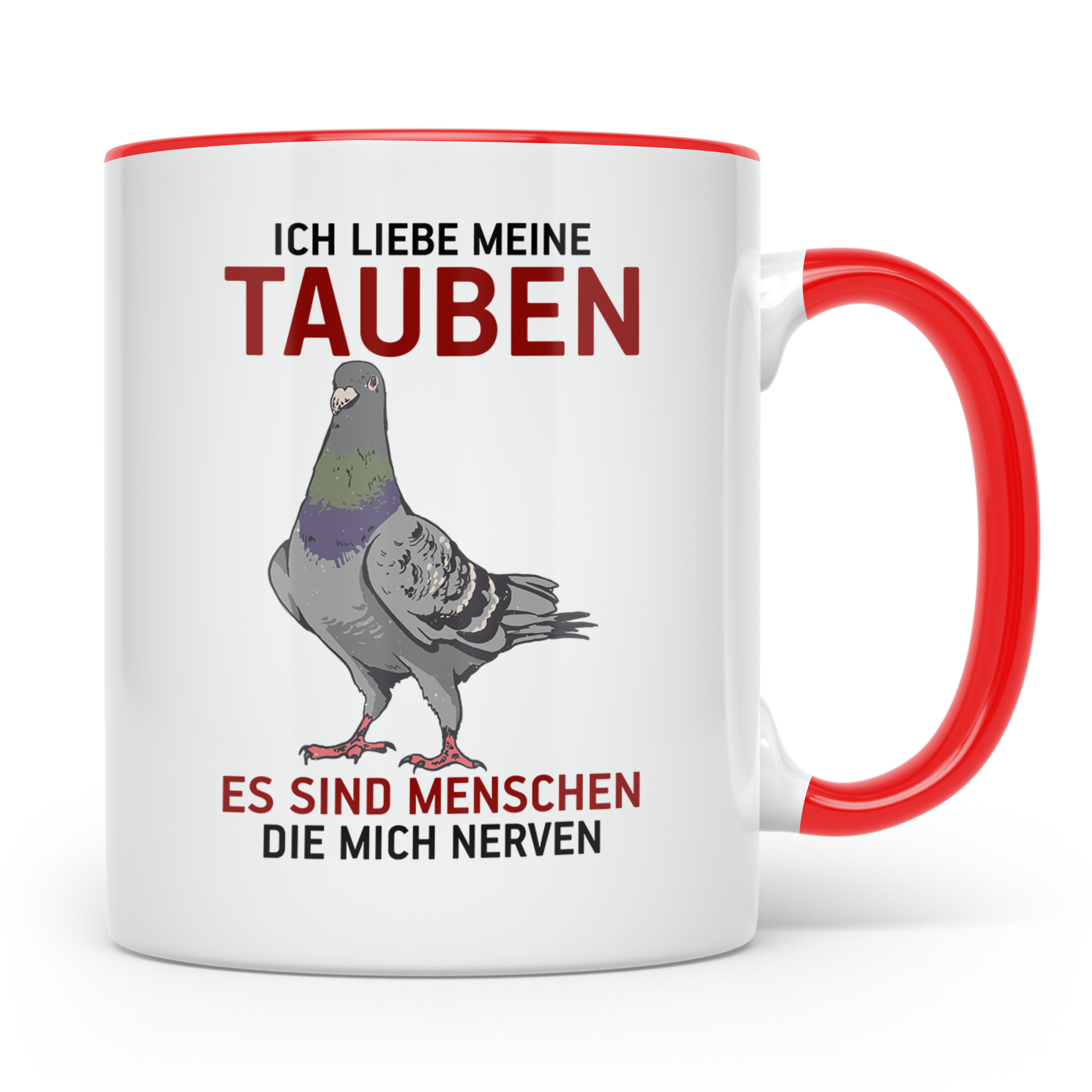 Taubenzüchter Tasse mit Spruch Ich liebe meine Tauben, lusti – Rot [farbe:rot]