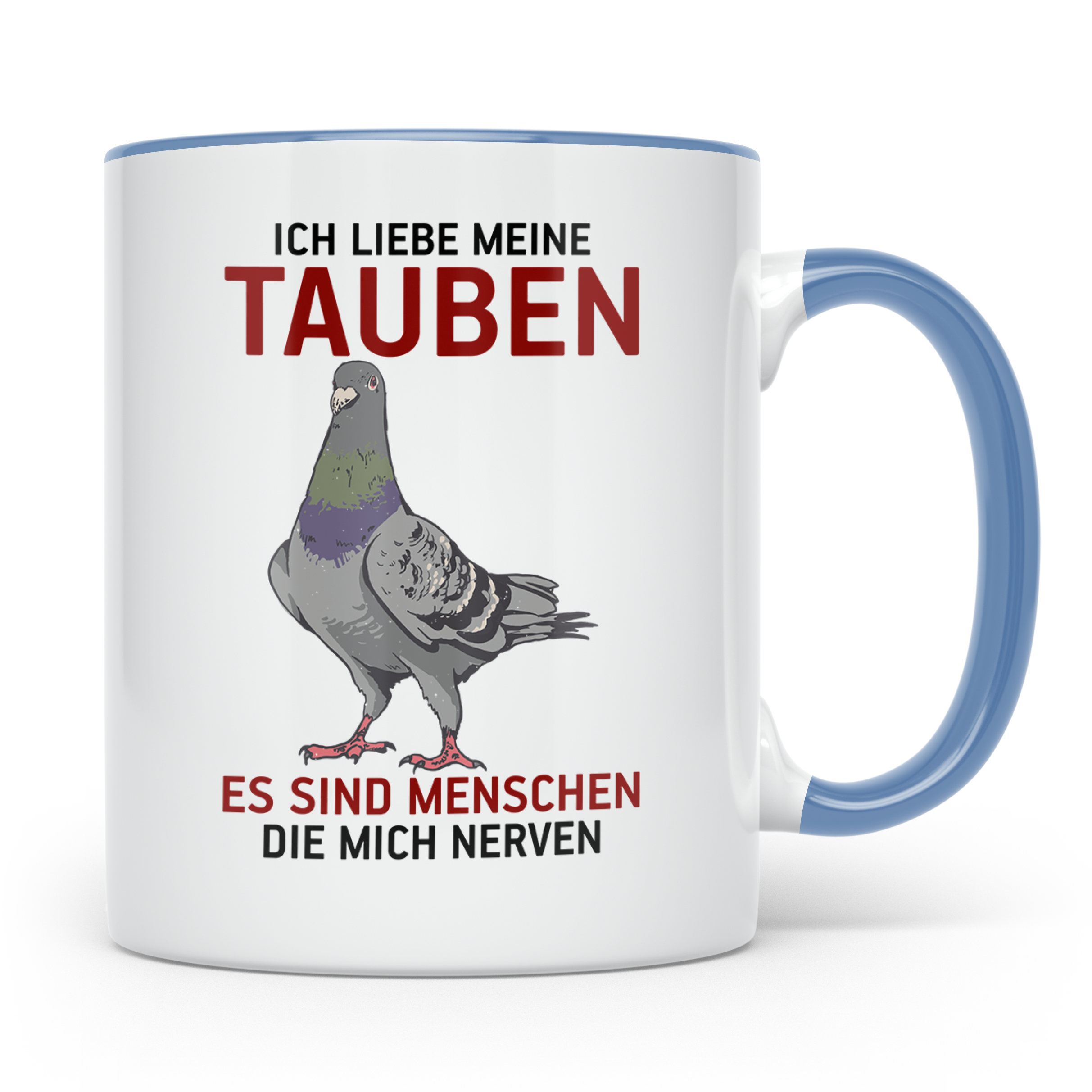 Taubenzüchter Tasse mit Spruch Ich liebe meine Tauben, lusti – Blau [farbe:blau]