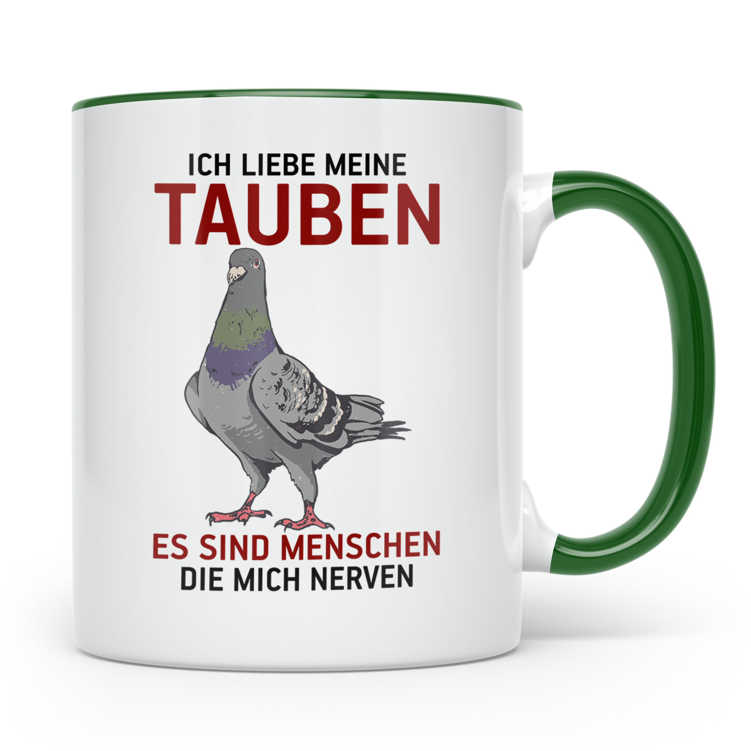 Taubenzüchter Tasse mit Spruch Ich liebe meine Tauben, lusti – Grün [farbe:grün]