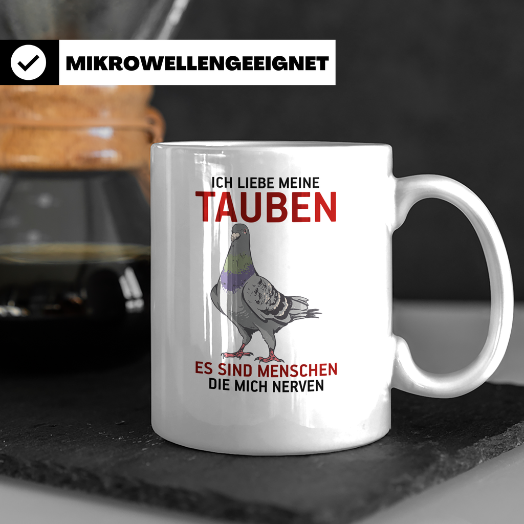 Taubenzüchter Tasse mit Spruch Ich liebe meine Tauben, lusti – Weiß [farbe:weiß]
