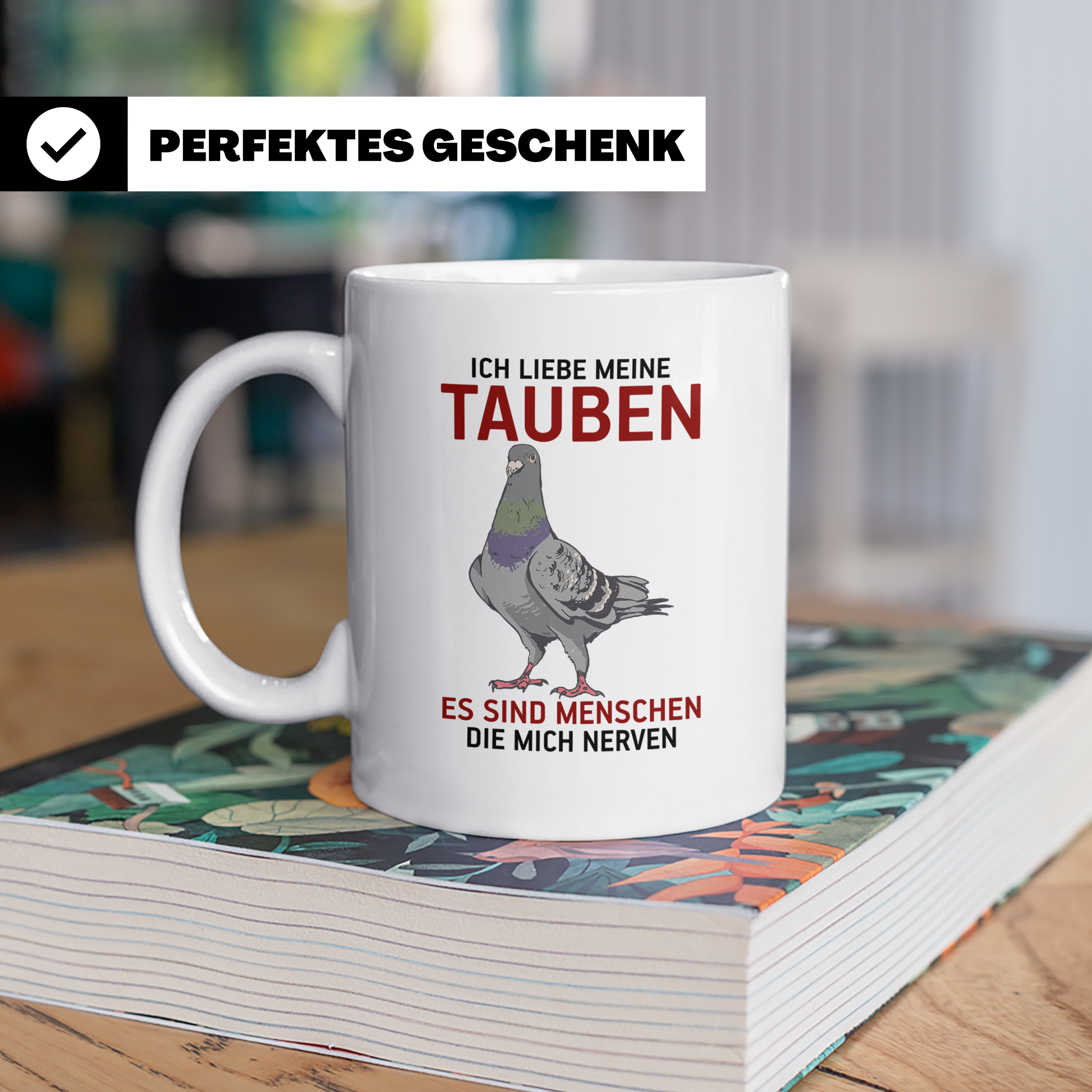 Taubenzüchter Tasse mit Spruch Ich liebe meine Tauben, lusti – Weiß [farbe:weiß]