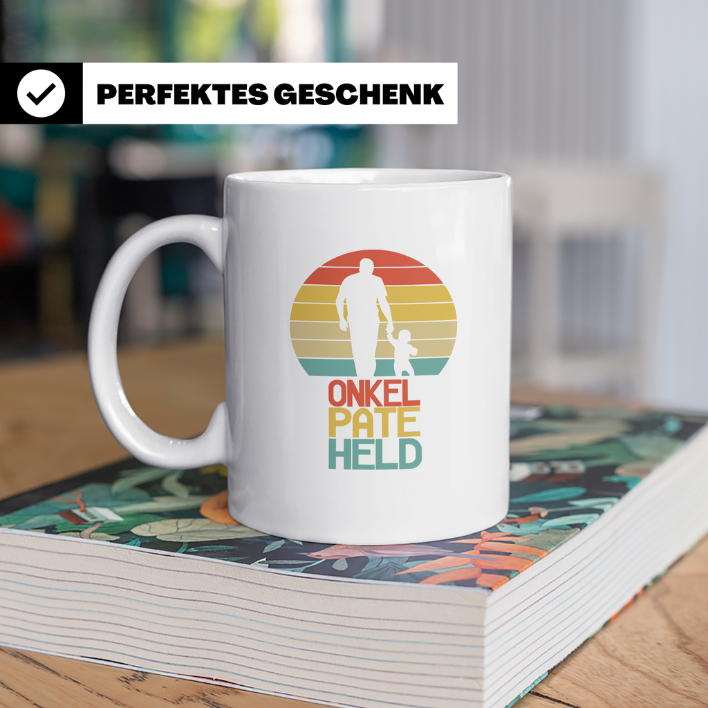 Onkel Pate Held Tasse, Geschenk für Patenonkel & Taufpate vo – Weiß [farbe:weiß]