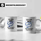 MFA Tasse mit Spruch "Ich bin MFA was sind deine Superkräfte – Weiß [farbe:weiß]