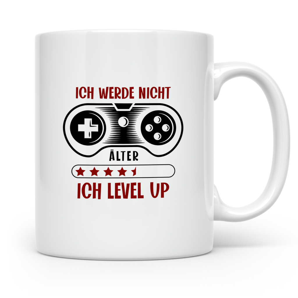 Gamer Tasse mit Spruch Ich werde nicht älter ich level up |  – Weiß [farbe:weiß]