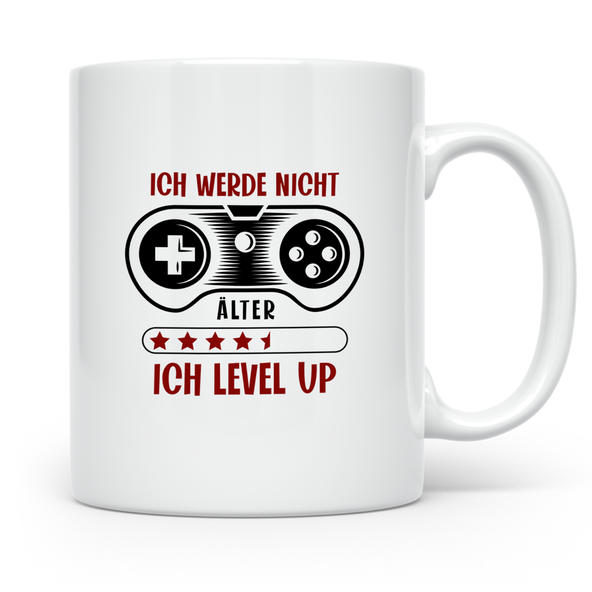 Gamer Tasse mit Spruch Ich werde nicht älter ich level up |  – Weiß [farbe:weiß]