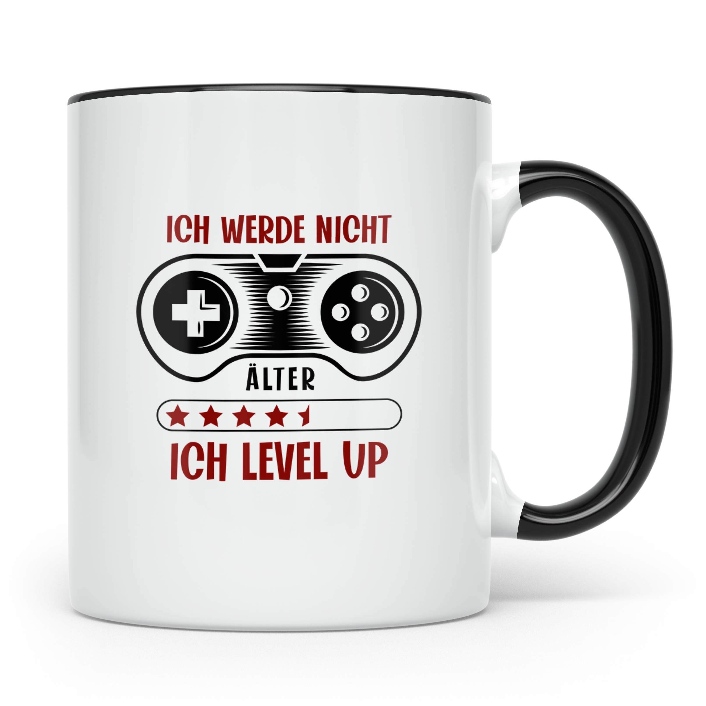 Gamer Tasse mit Spruch Ich werde nicht älter ich level up |  – Schwarz [farbe:schwarz]