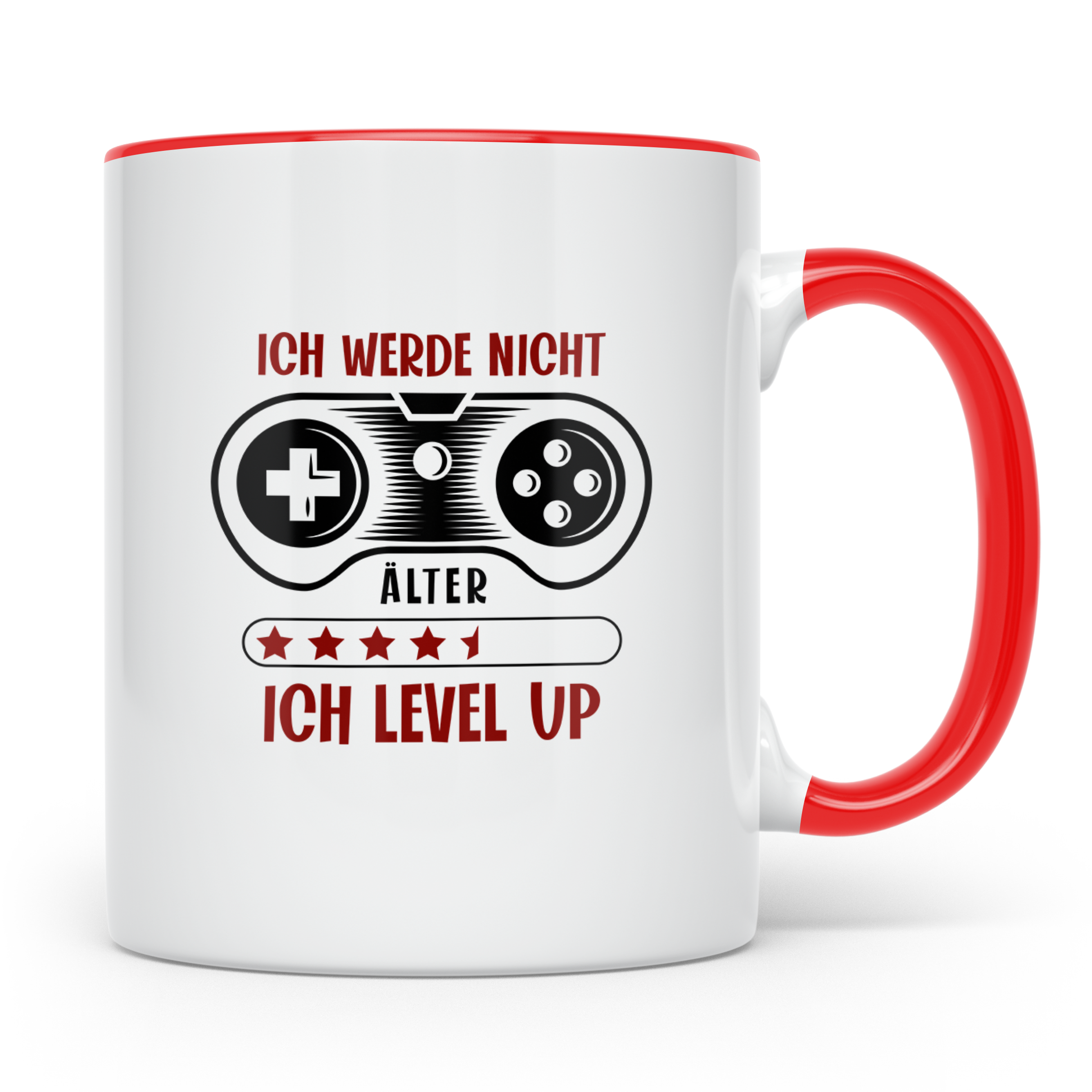 Gamer Tasse mit Spruch Ich werde nicht älter ich level up |  – Rot [farbe:rot]