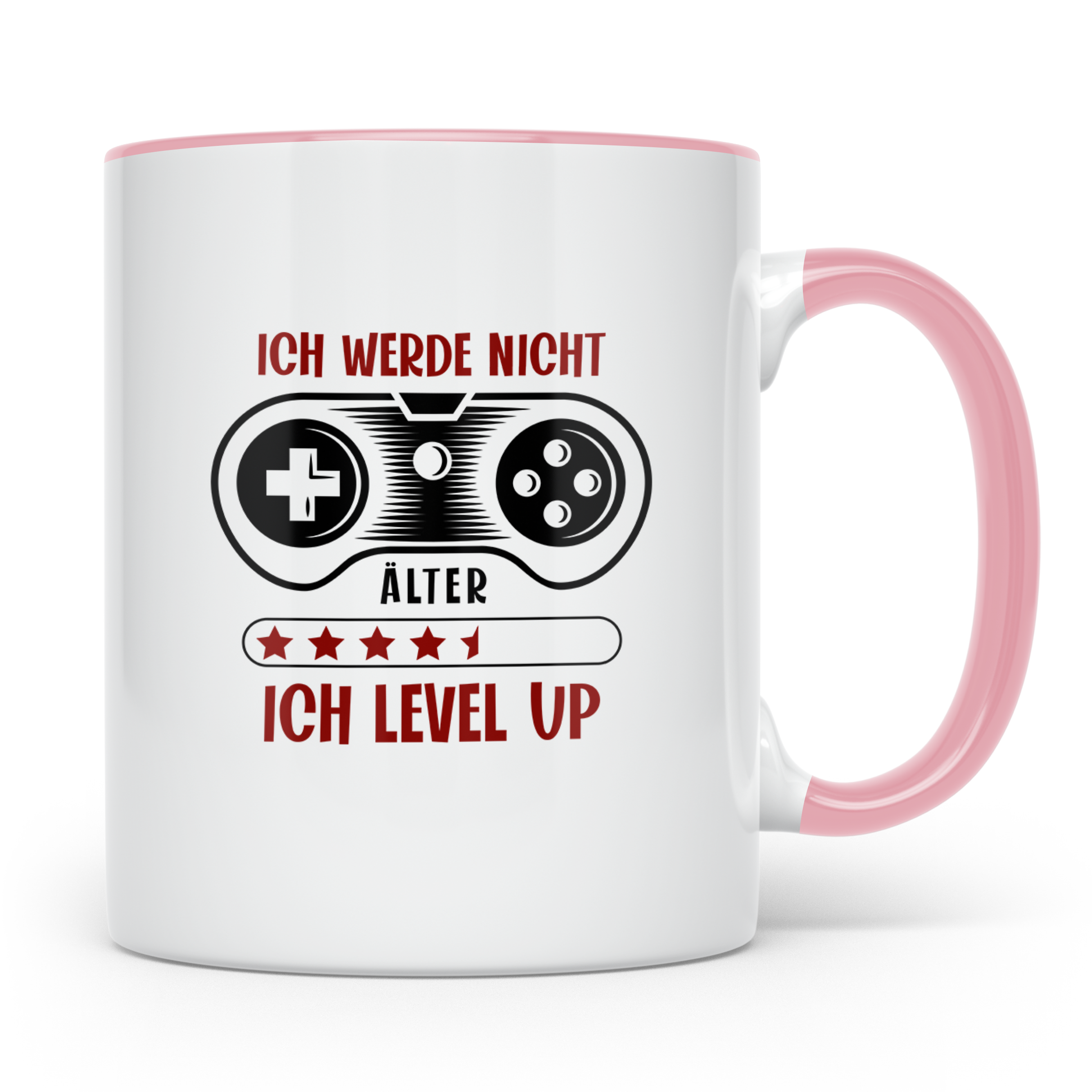 Gamer Tasse mit Spruch Ich werde nicht älter ich level up |  – Rosa [farbe:rosa]