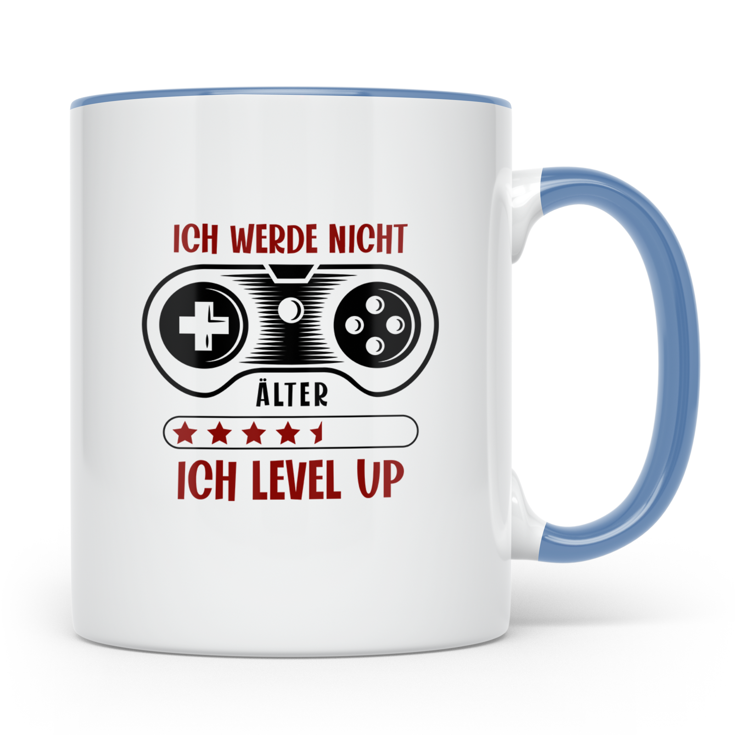 Gamer Tasse mit Spruch Ich werde nicht älter ich level up |  – Blau [farbe:blau]