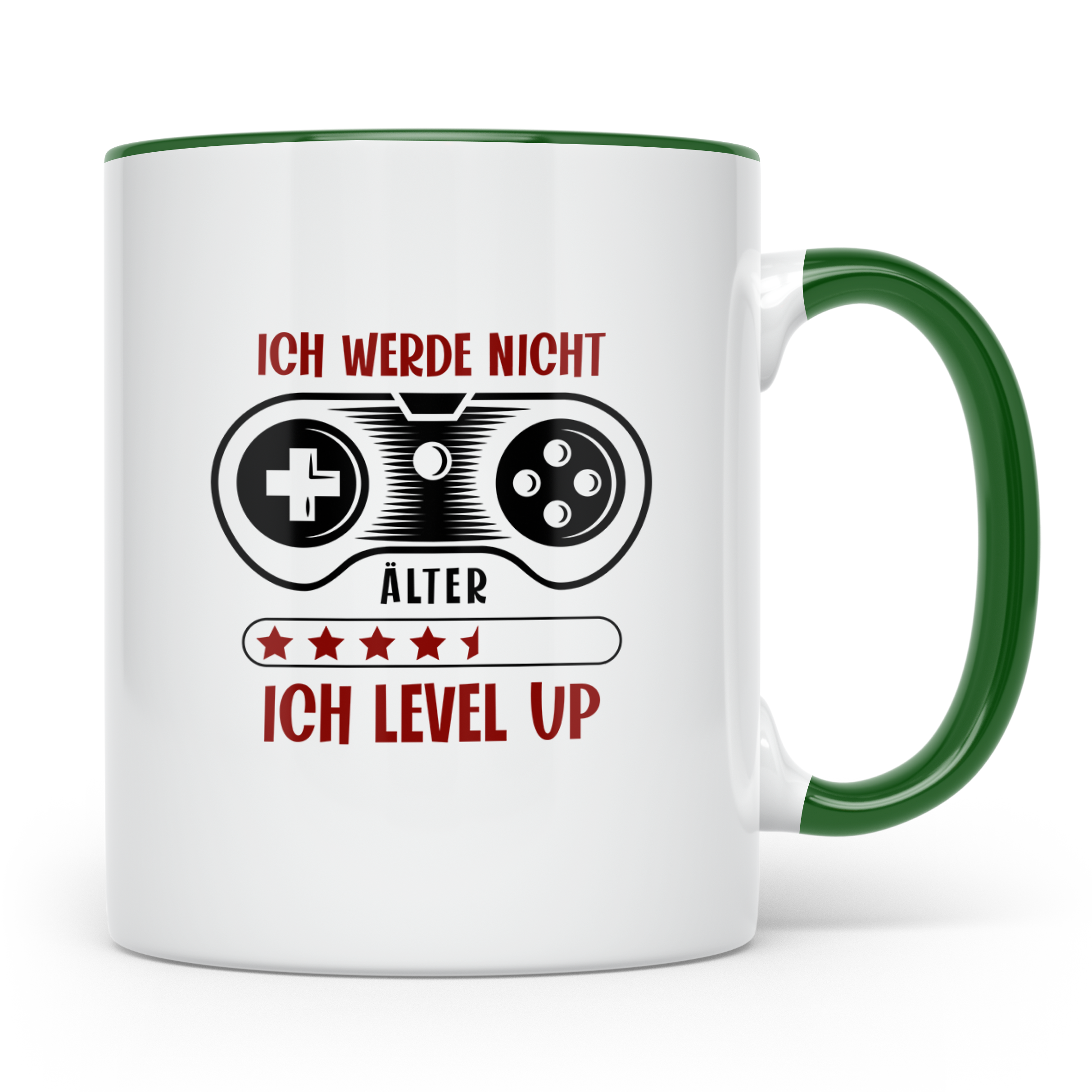 Gamer Tasse mit Spruch Ich werde nicht älter ich level up |  – Grün [farbe:grün]
