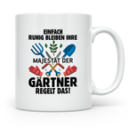 Gärtner Tasse mit Spruch Ihre Majestät regelt das | Geschenk – Weiß [farbe:weiß]