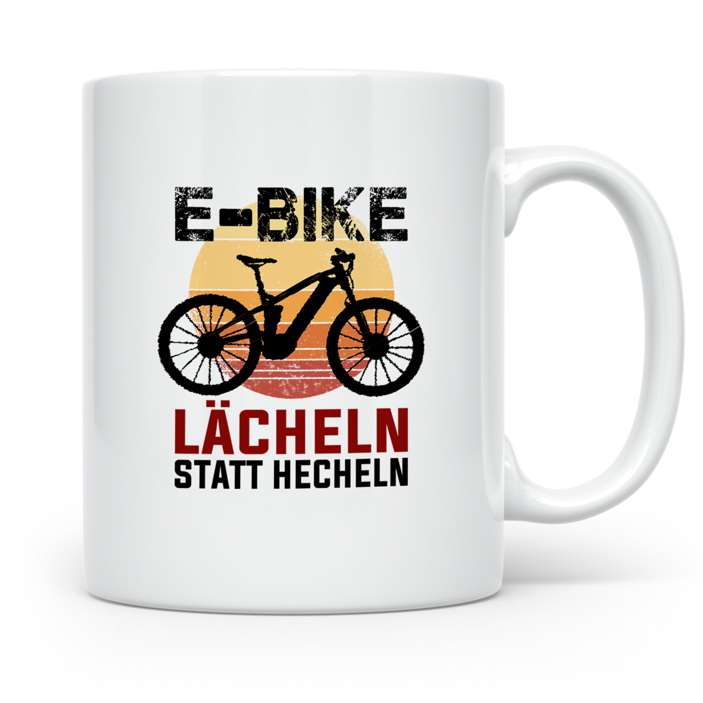 E-Bike Tasse mit Spruch Lächeln statt Hecheln, lustiges Gesc – Weiß [farbe:weiß]