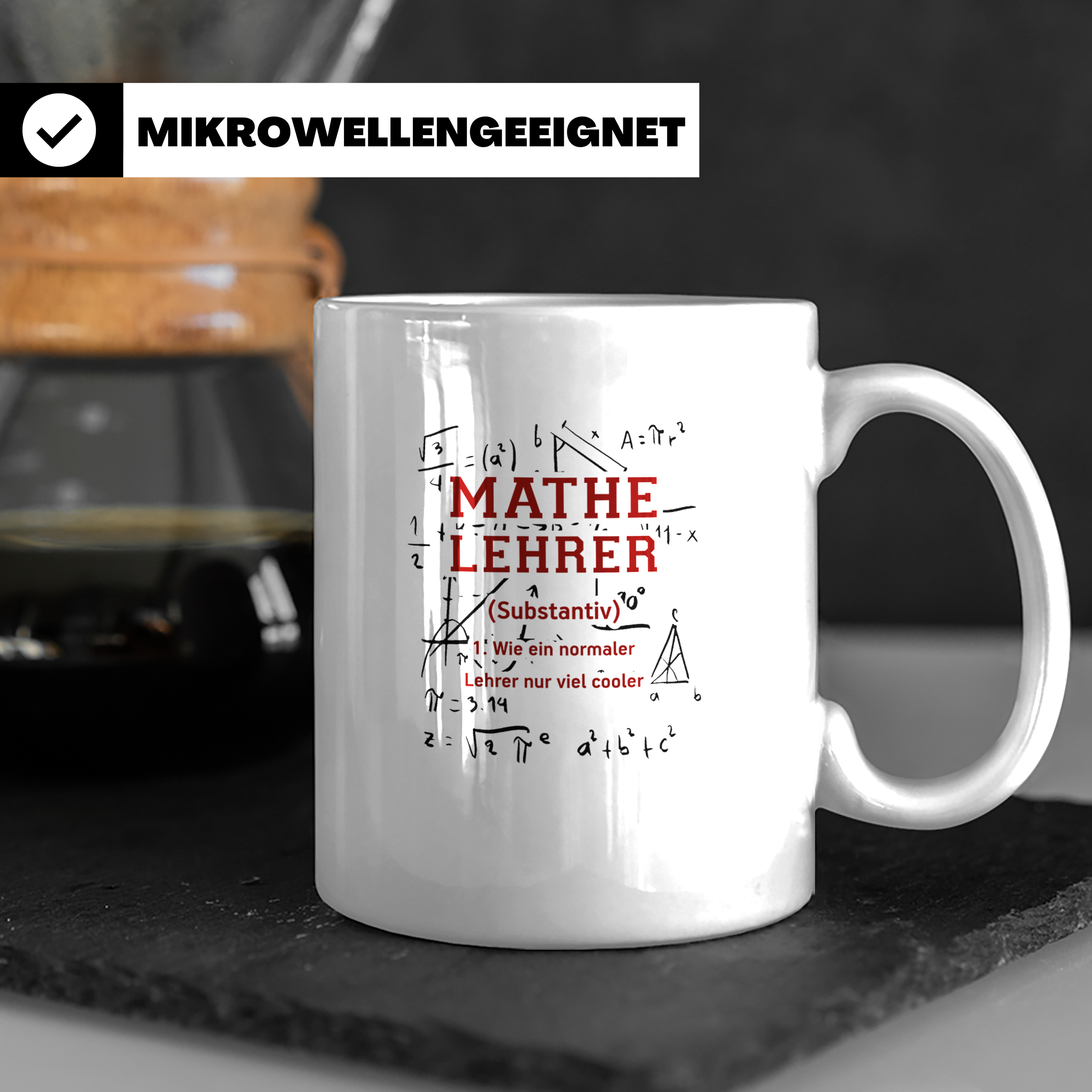 Mathelehrer Tasse Spruch Cooler Lehrer Geschenk für Mathemat – Weiß [farbe:weiß]